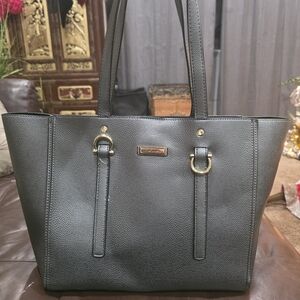 Tahari Black Leather Tote Bag